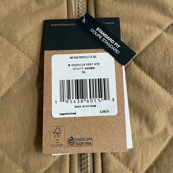 NWT The North Face TNF Cuchillo Insulated Water Resistant Vest Aviator Brown XL - Picture 5 of 6